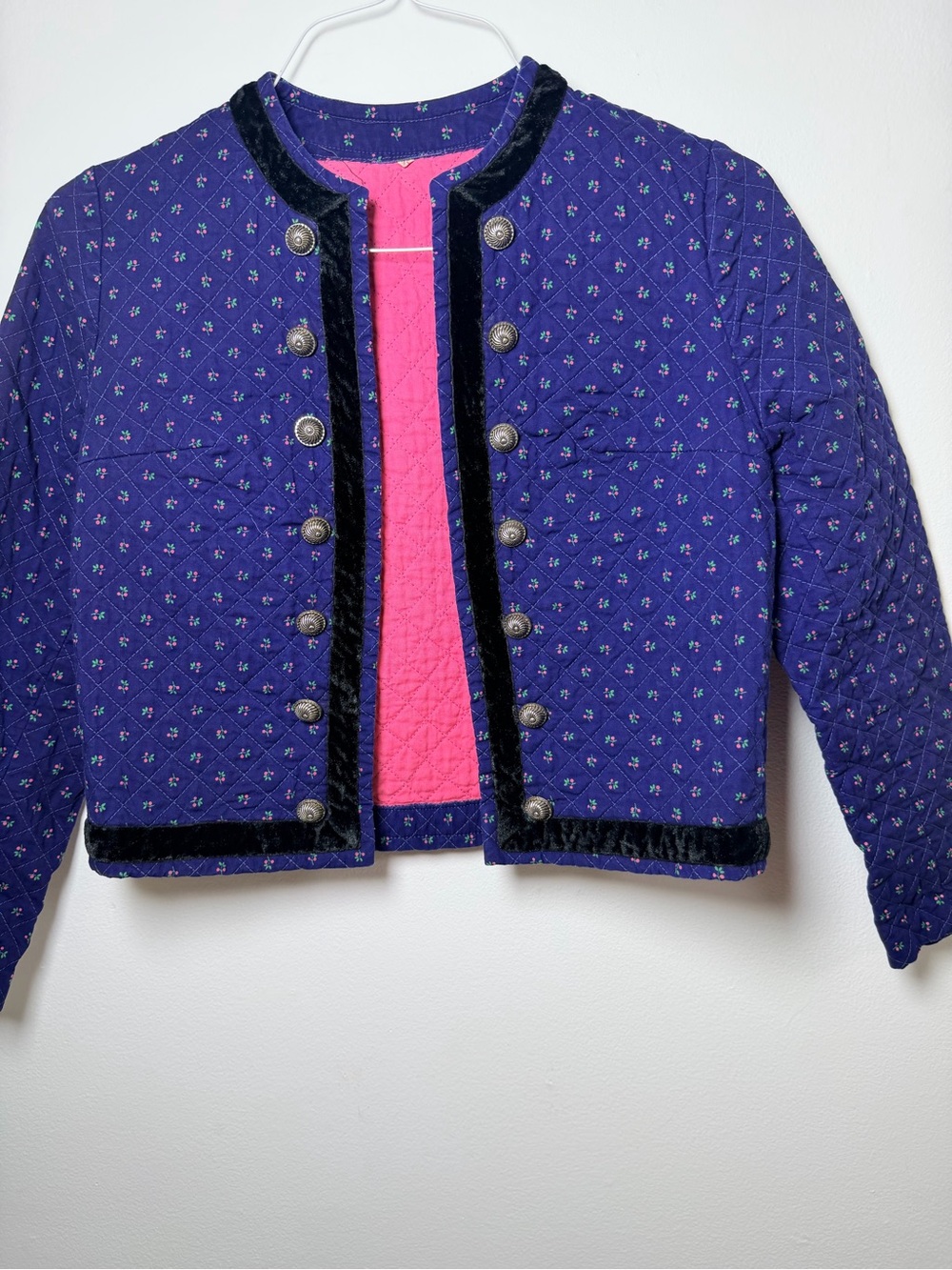 bluish -Purple Quilted Cropped Jacket — Tailored Office-Ready Layer